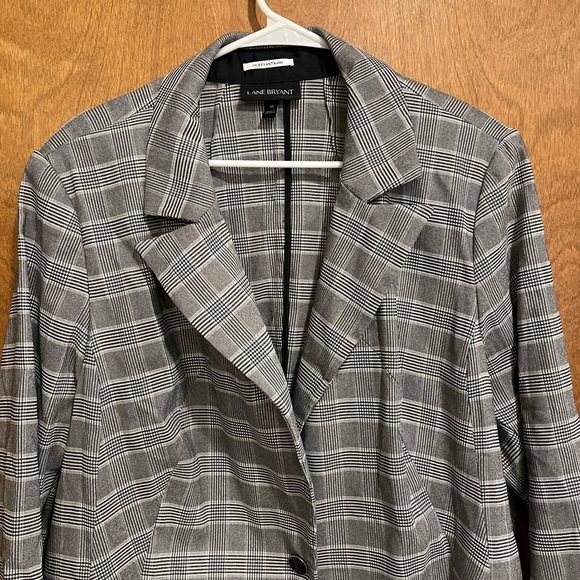 LANE BRYANT gray plaid checked blazer with pockets - Picture 2 of 5